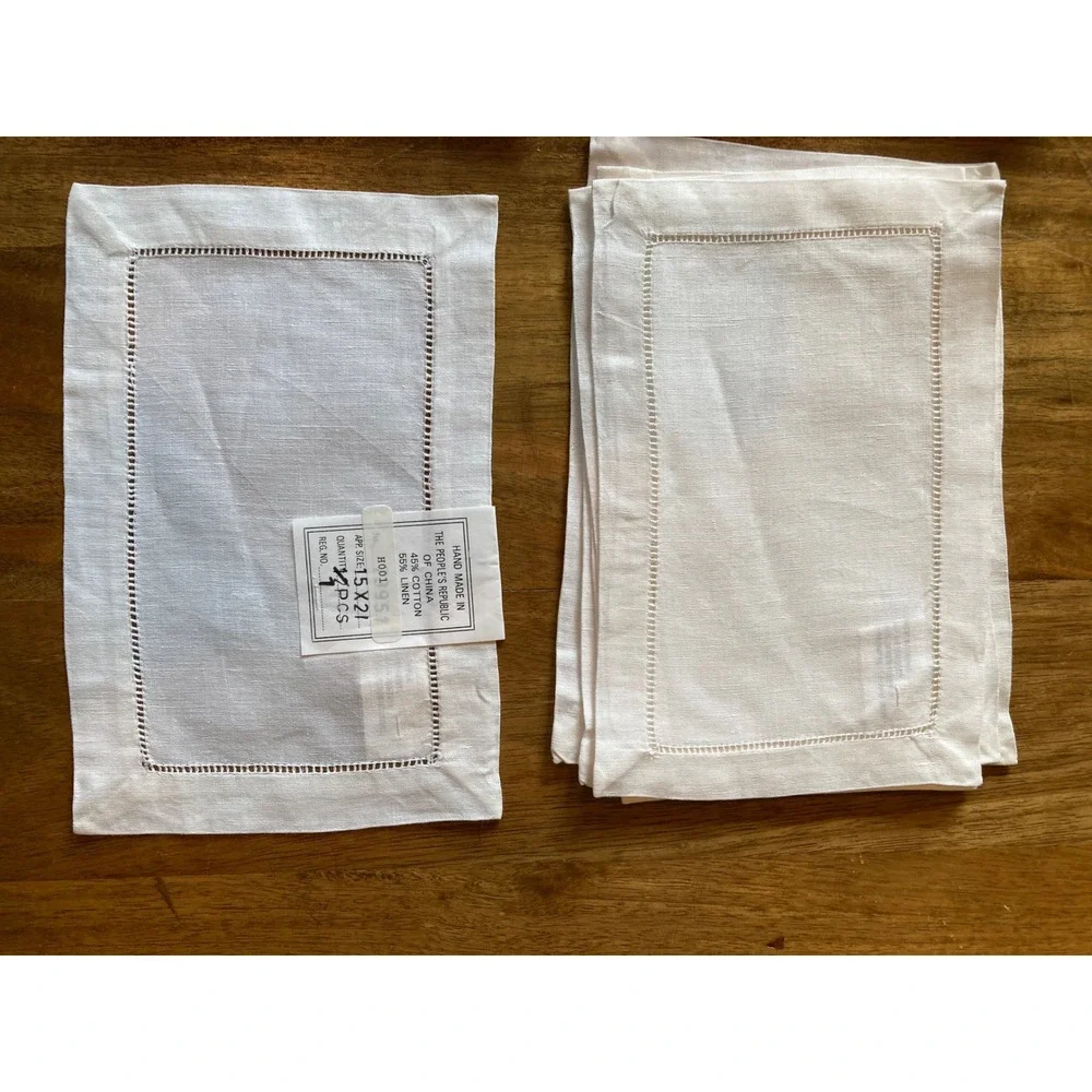 Peking Handcraft Oblong Cocktail Napkin Set 31 15x21‎ Linen Hemstitch Entertain